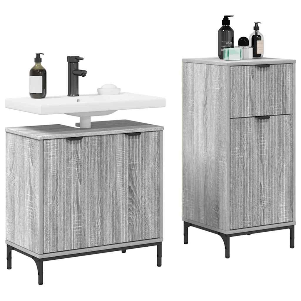 Bathroom Furniture Set 2 pcs Grey sonoma 39.5 x 36 x 88 cm