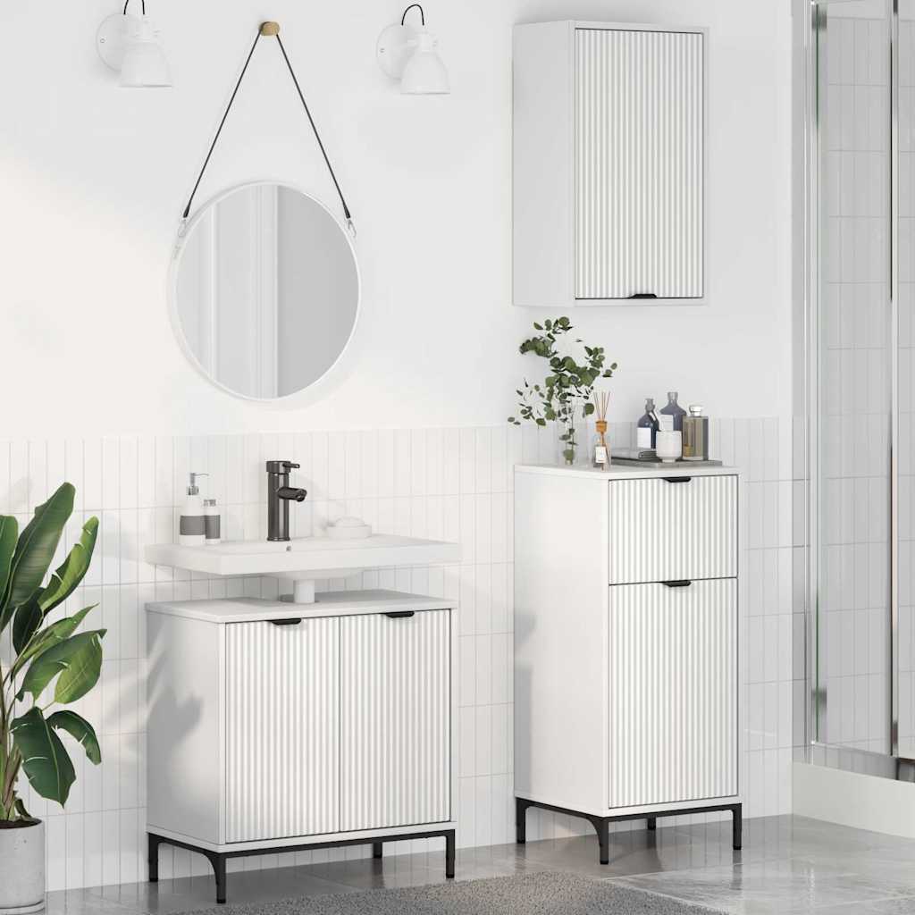 Bathroom Furniture Set with Shelf 3 pcs White 39.5 x 36 x 88 cm
