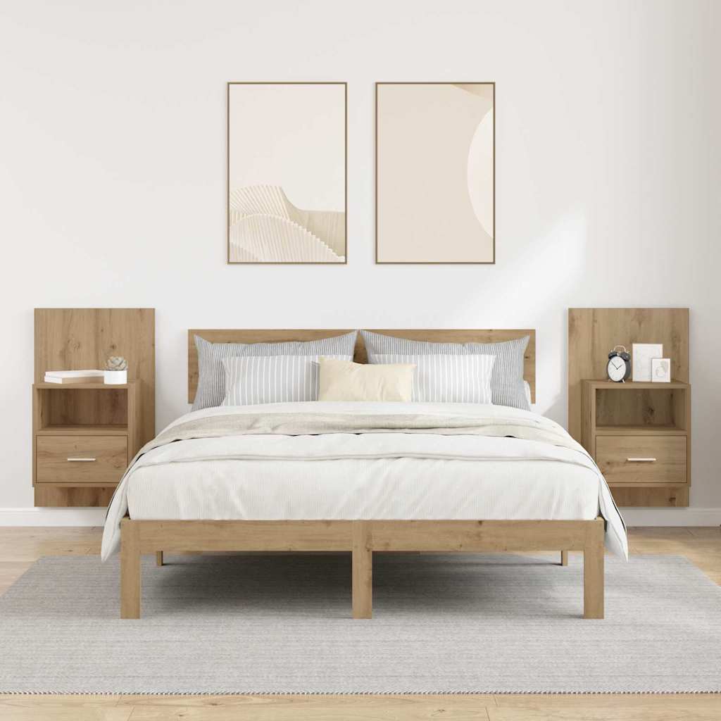 Bed Cabinet with Drawer 2 pcs Artisan oak 48.5 x 32.5 x 80 cm