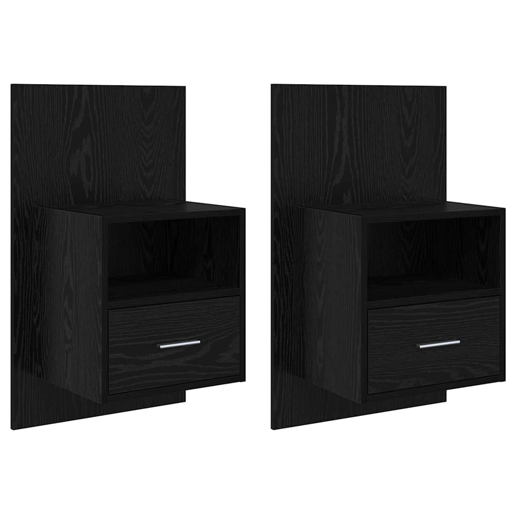 Bed Cabinet 2 pcs Black oak 48.5 x 32.5 x 80 cm Engineered wood