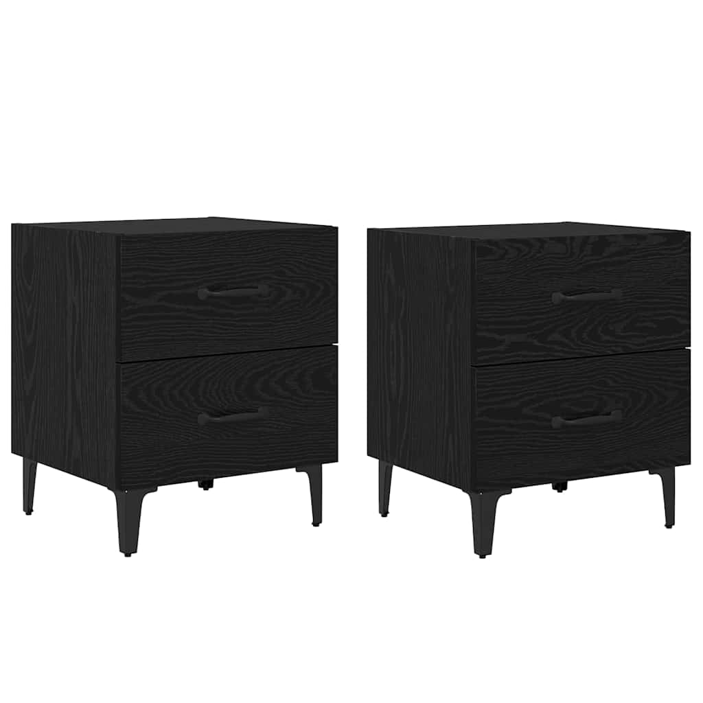 Bed Cabinet 2 pcs Black oak 40 x 35 x 47.5 cm Engineered wood