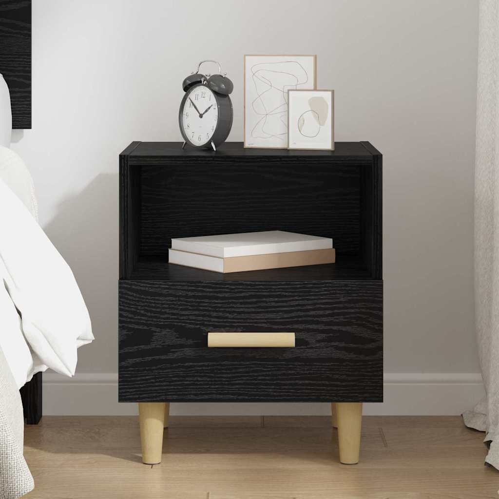 Bedside Cabinet Black oak 40 x 35 x 47.5 cm Engineered wood