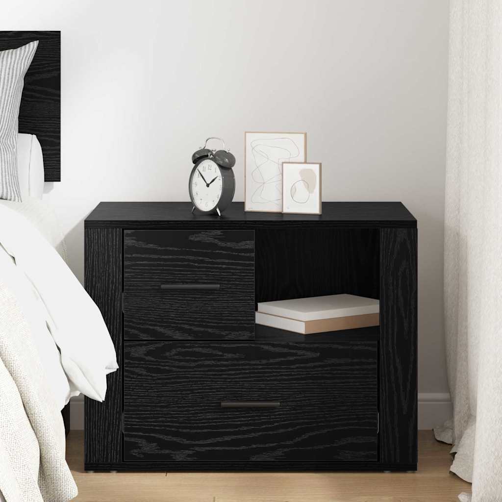 Bedside Cabinet Black oak 60 x 36 x 45 cm Engineered wood