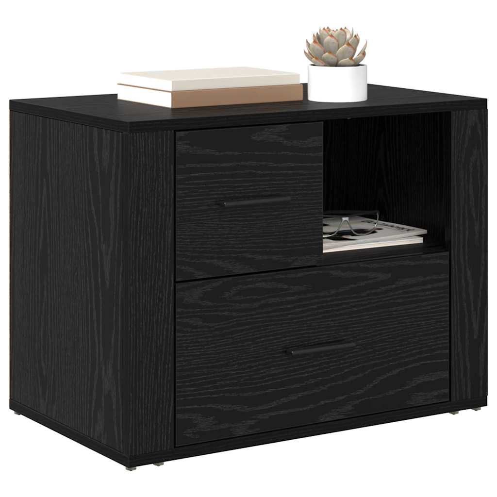 Bedside Cabinet Black oak 60 x 36 x 45 cm Engineered wood