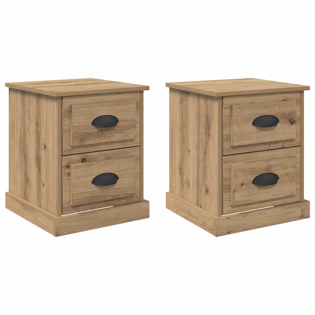 Bedside Cabinet with Drawer 2 pcs Artisan oak 39 x 39 x 47.5 cm