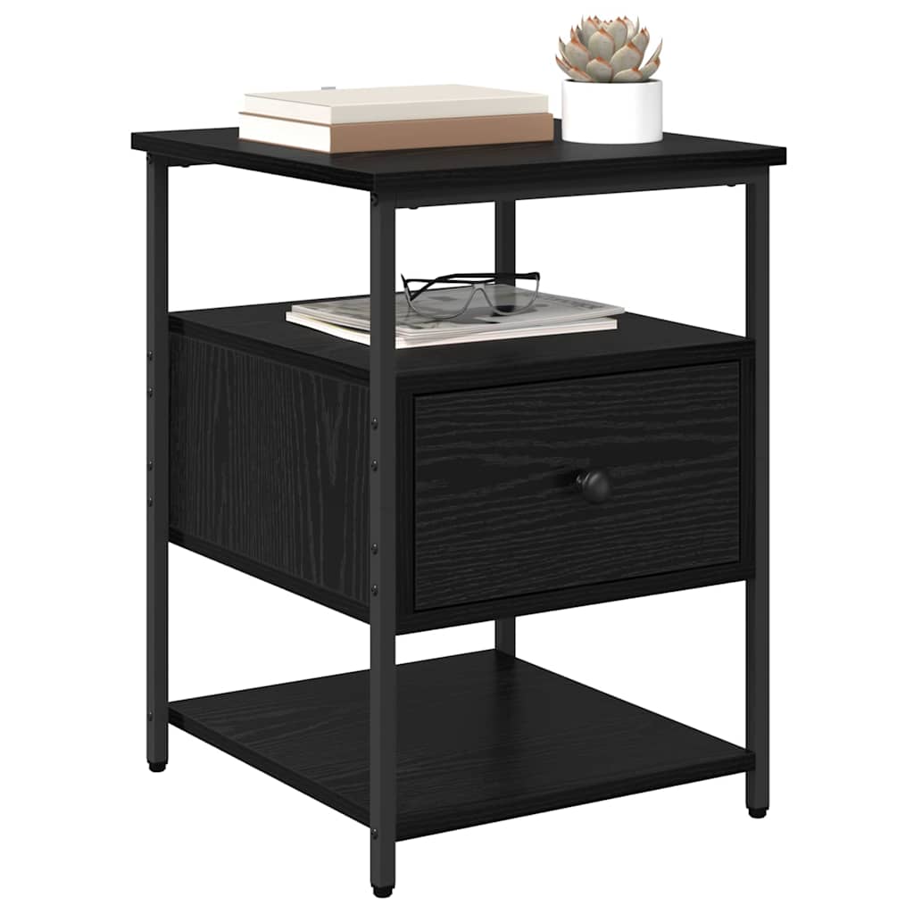 Bedside Cabinet Black oak 40 x 42 x 56 cm Engineered wood