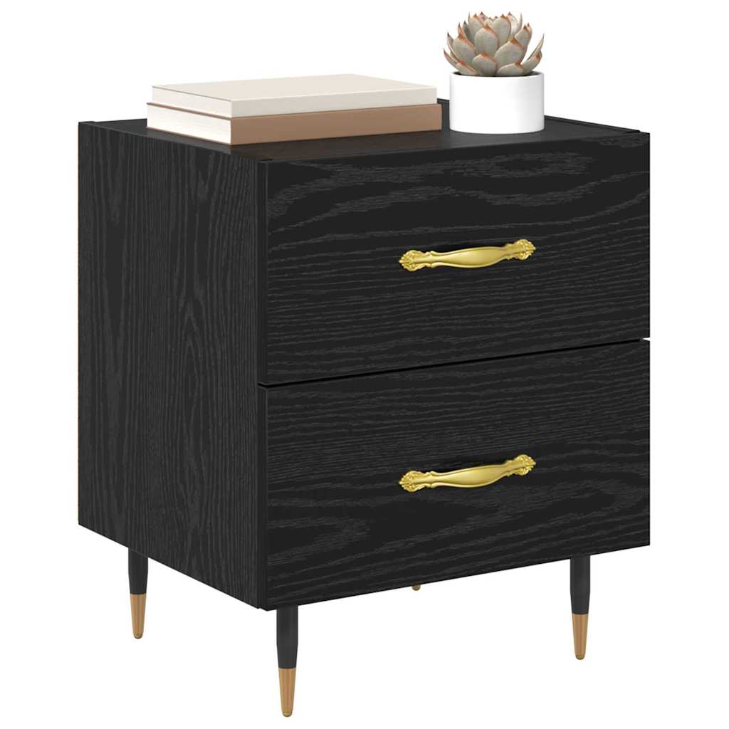 Bedside Cabinet with Drawer 2 pcs Black oak 40 x 35 x 47.5 cm