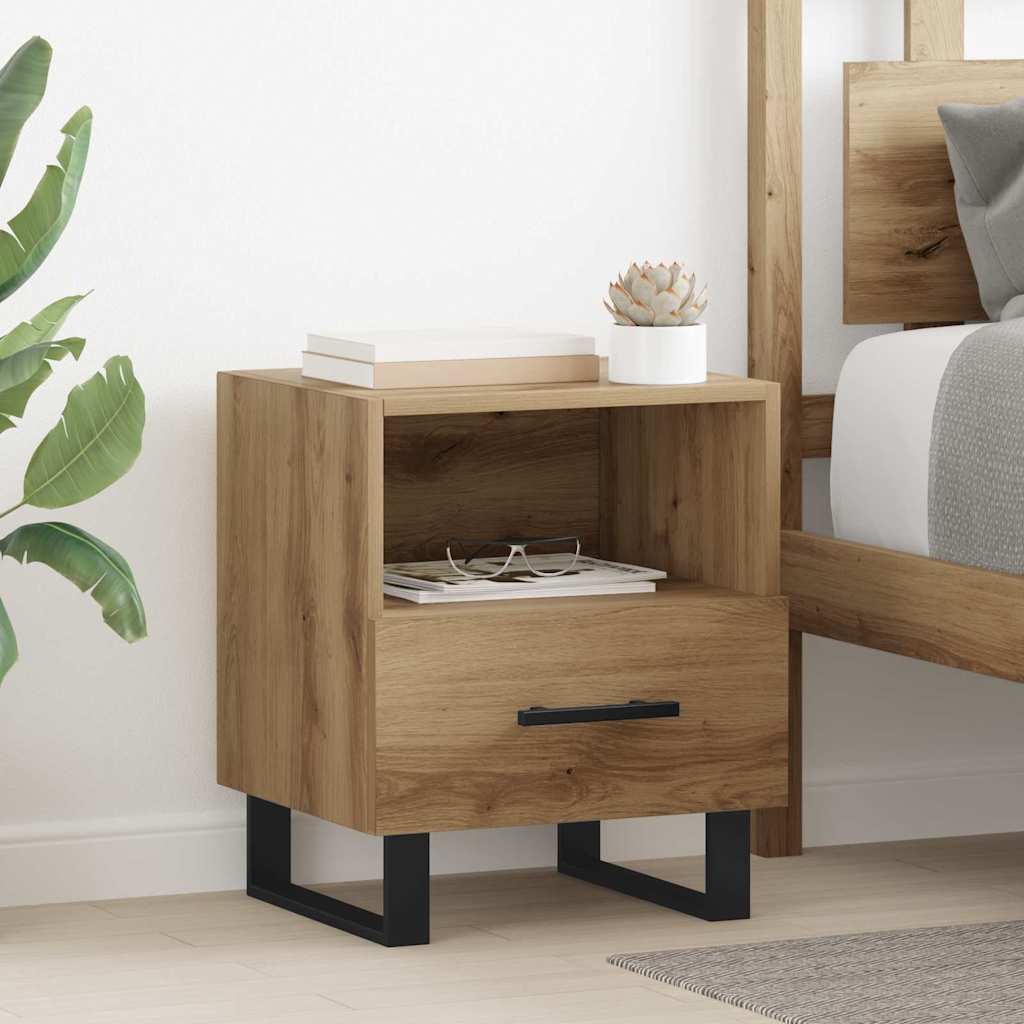 Bedside Cabinet with Drawer 2 pcs Artisan oak 40 x 35 x 47.5 cm
