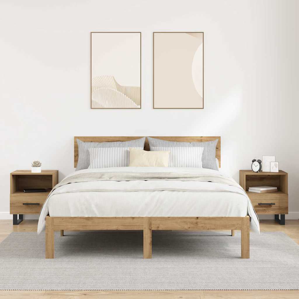 Bedside Cabinet with Drawer 2 pcs Artisan oak 40 x 35 x 47.5 cm