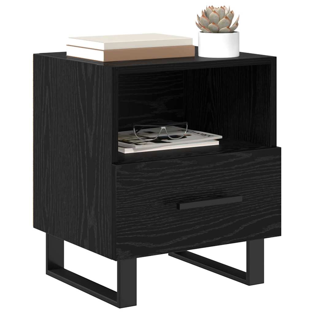 Bedside Cabinet with Drawer 2 pcs Black oak 40 x 35 x 47.5 cm