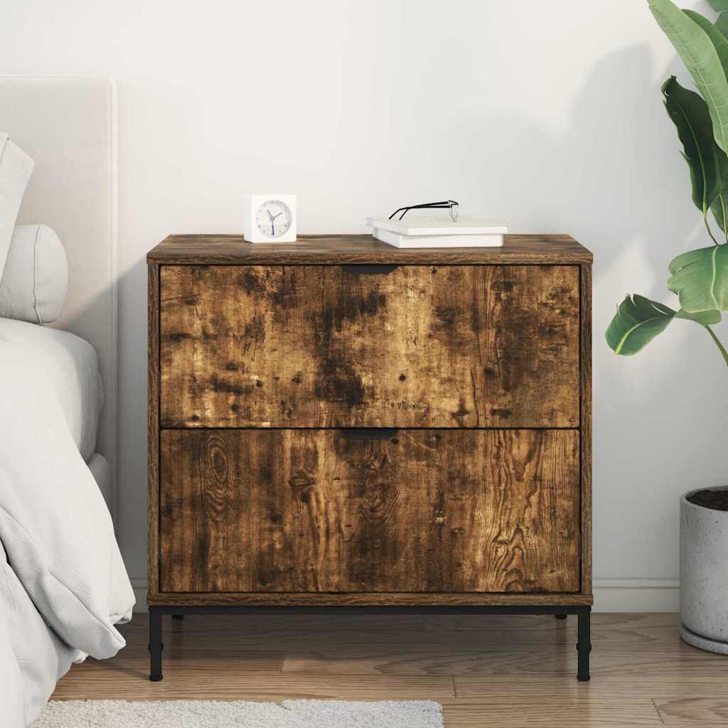 Bedside Table Smoked oak 63.5 x 36 x 61 cm Engineered wood