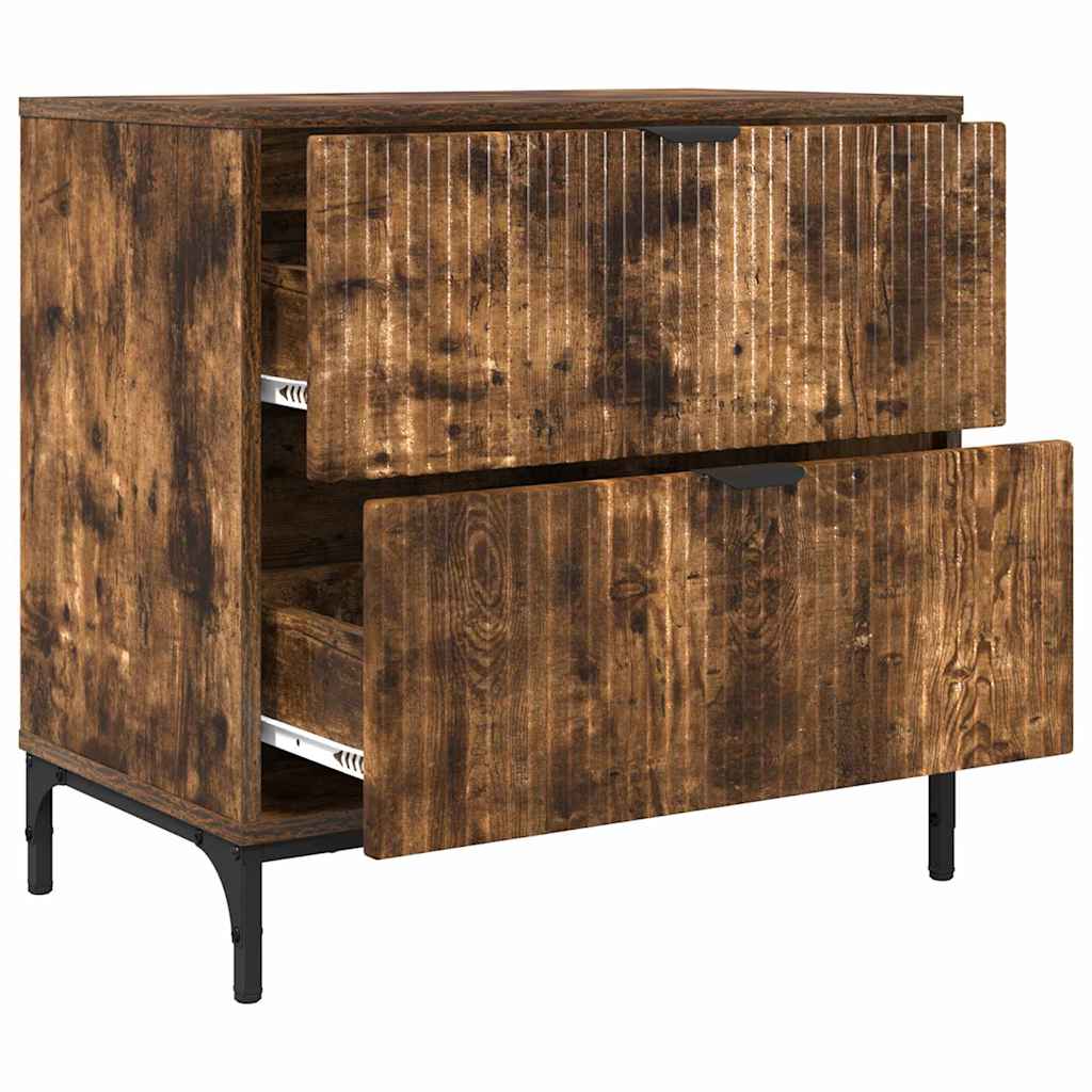 Bedside Table Smoked oak 63.5 x 36 x 61 cm Engineered wood