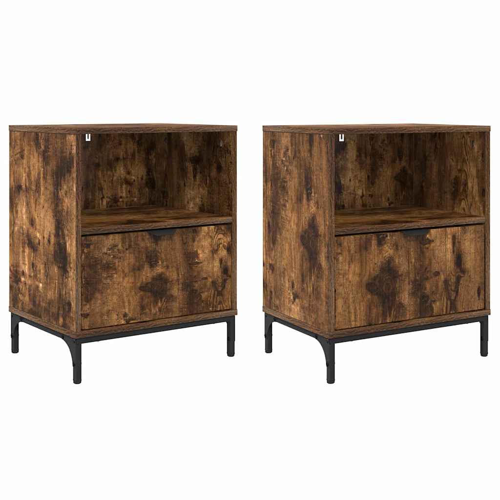 Bedside Tables 2 pcs Smoked oak 49 x 36 x 61 cm Engineered wood