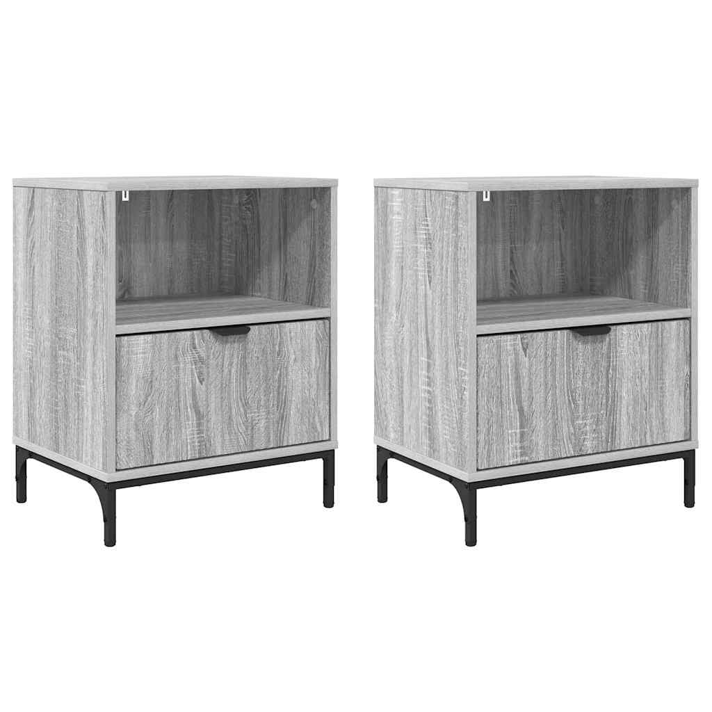 Bedside Tables with Drawer 2 pcs Grey sonoma 49 x 36 x 61 cm