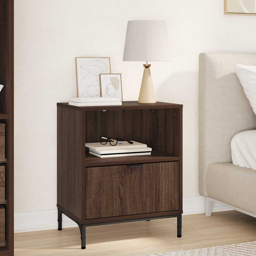 Bedside Table Brown oak 49 x 36 x 61 cm Engineered wood