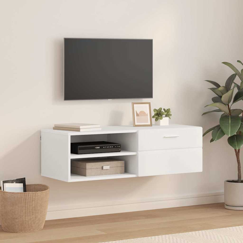 TV Cabinet with Drawer White 100.5 x 39 x 30 cm Engineered wood