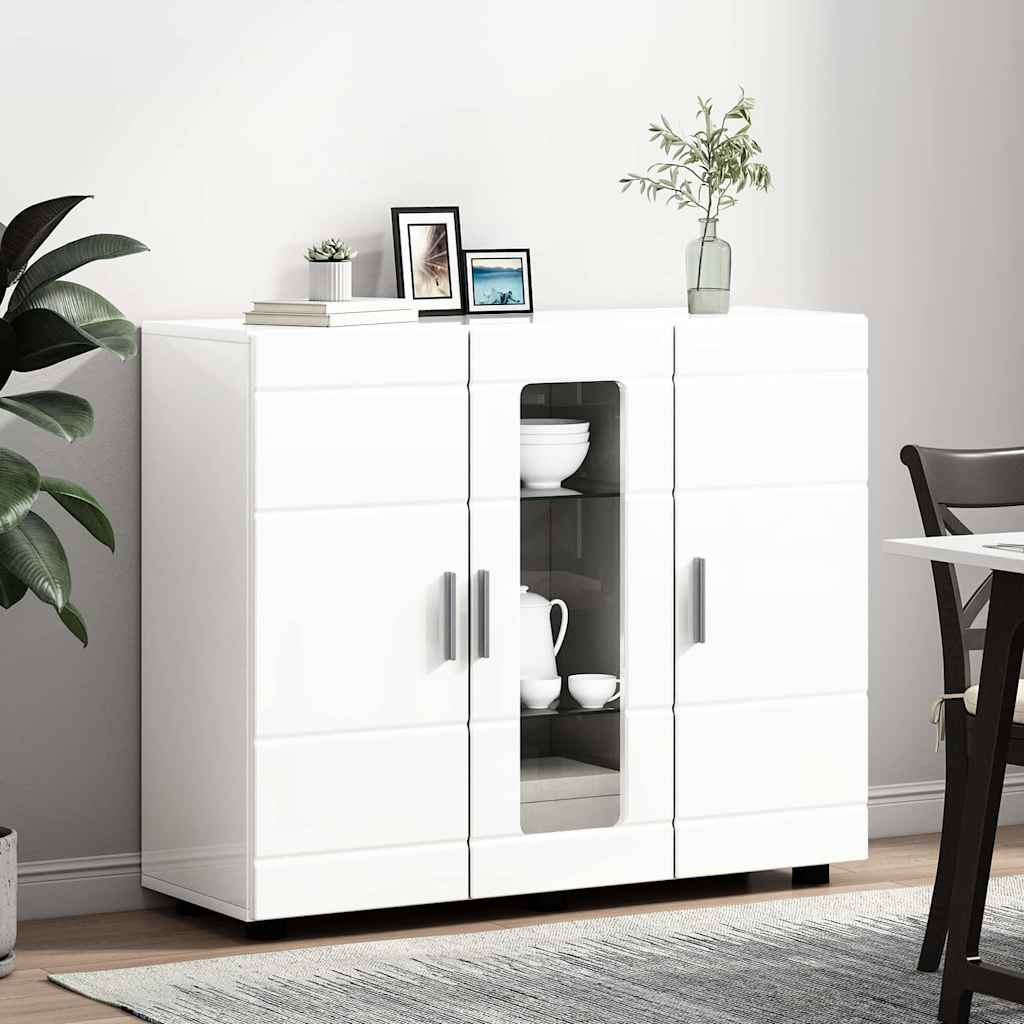 Sideboard High gloss white 55.5 x 29 x 100 cm Engineered wood