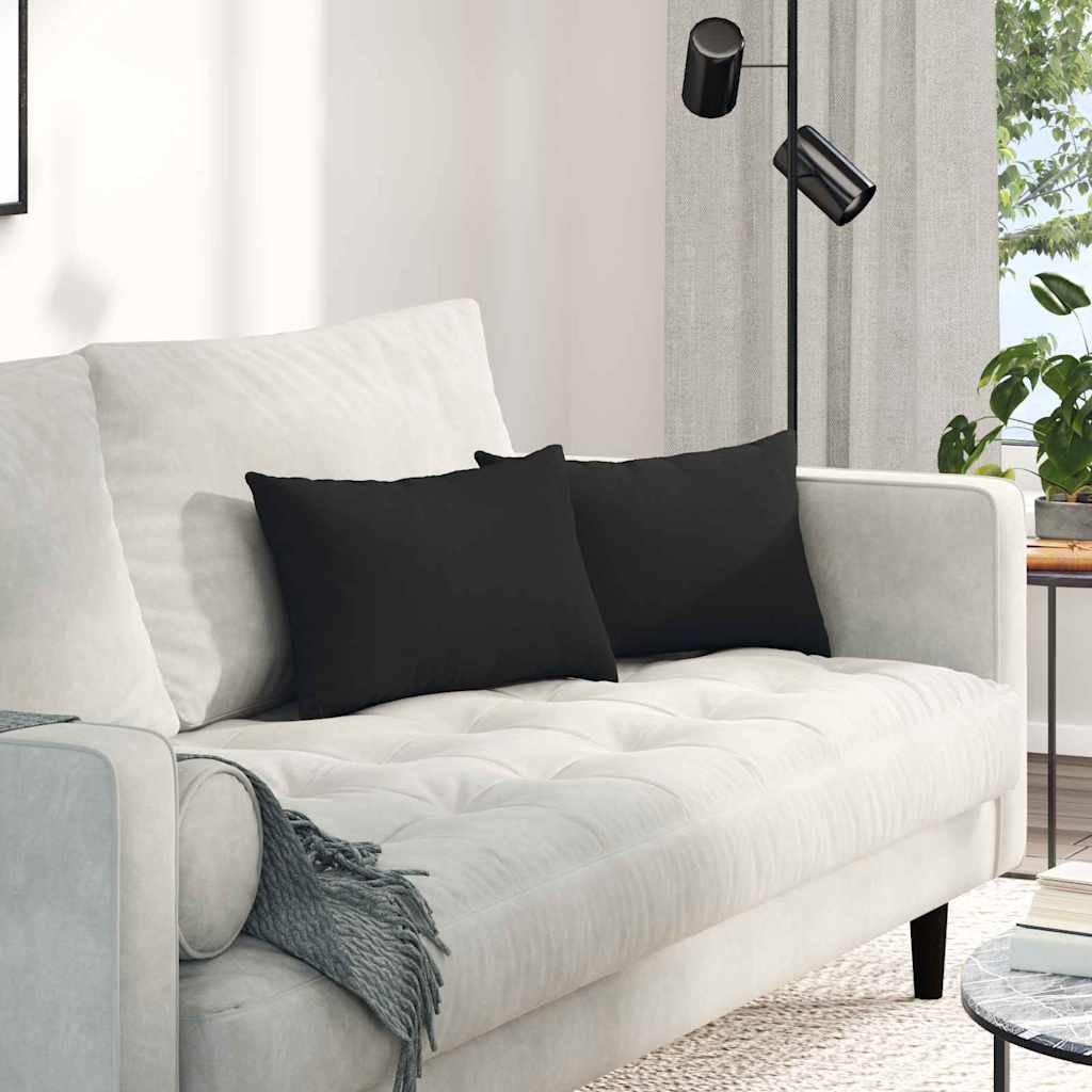 Sofa Pillows 2 pcs Black 50 x 30 cm Fabric