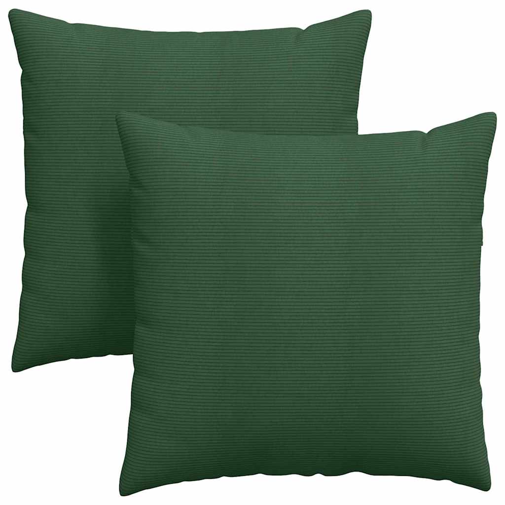 Sofa Pillows 2 pcs Dark Green 60 x 60 cm Corduroy Fabric