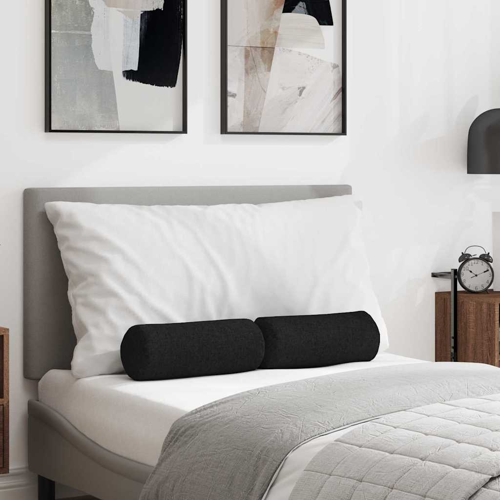 Bolster Pillows 2 pcs Black Ø 15 x 40 cm Fabric