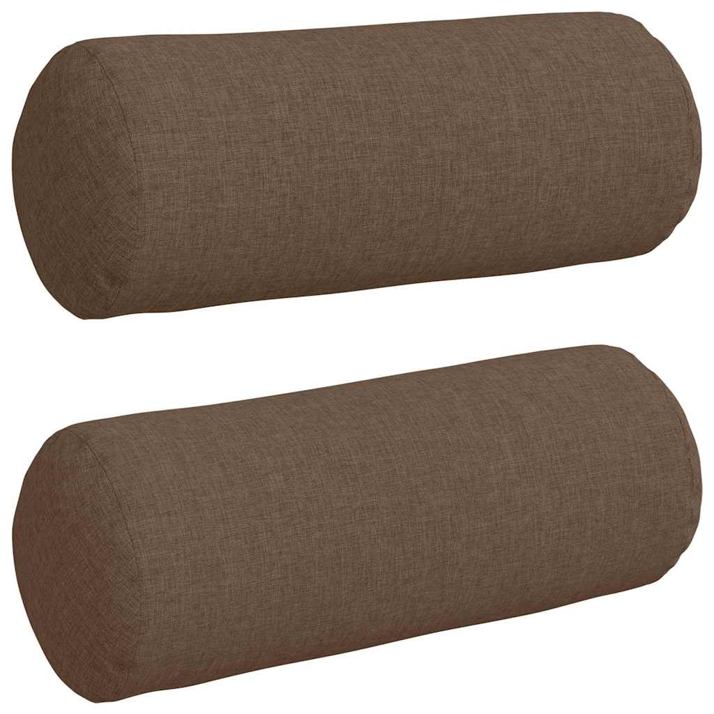 Bolster Pillows 2 pcs Brown Ø 15 x 40 cm Fabric