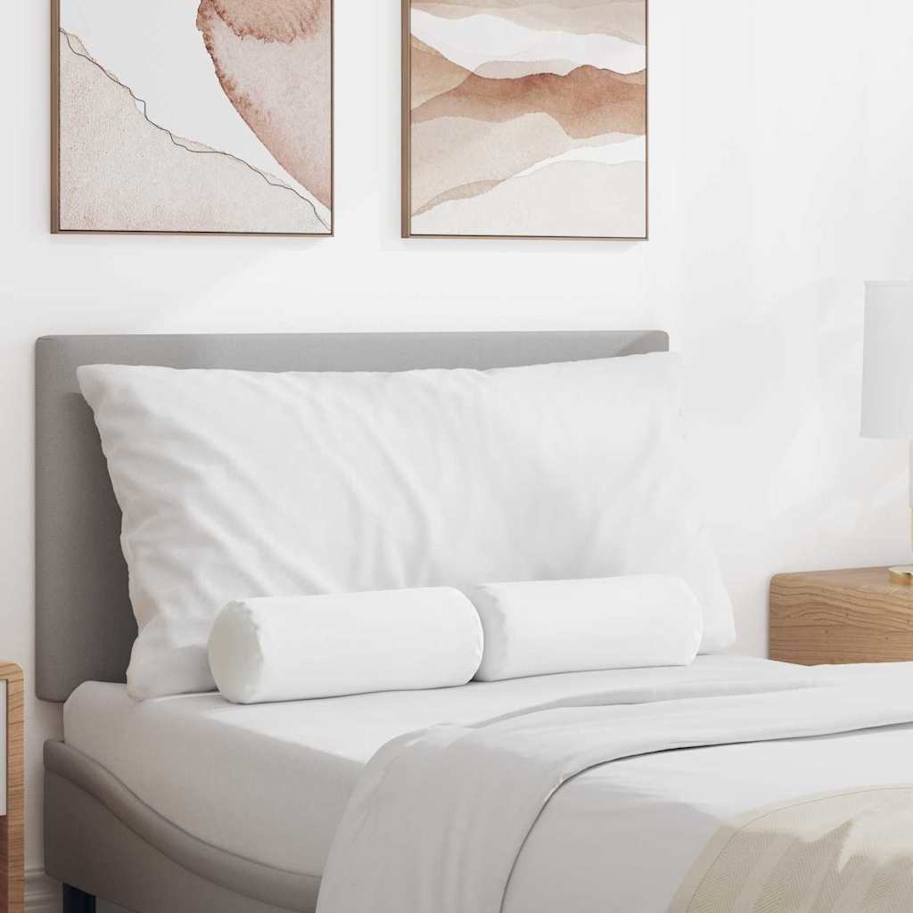 Bolster Pillows 2 pcs White Ø 15 x 40 cm Fabric