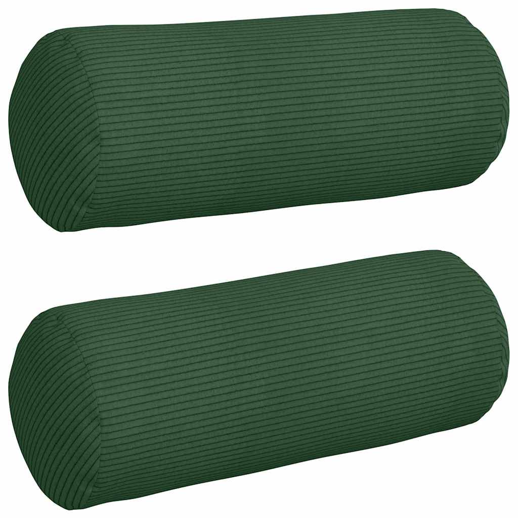 Bolster Pillows 2 pcs Dark Green Ø 15 x 40 cm Corduroy Fabric