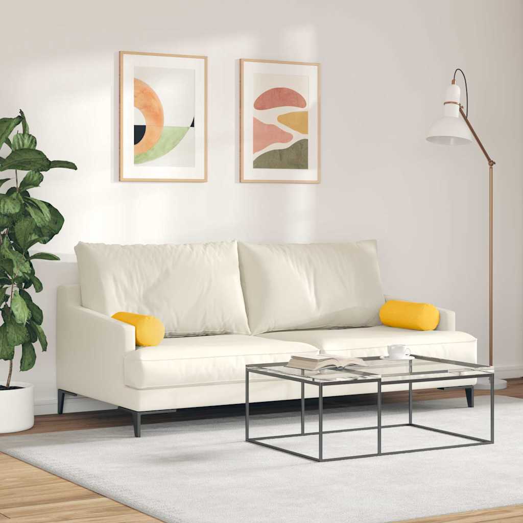 Bolster Pillows 2 pcs Light Yellow Ø 15 x 40 cm Corduroy Fabric