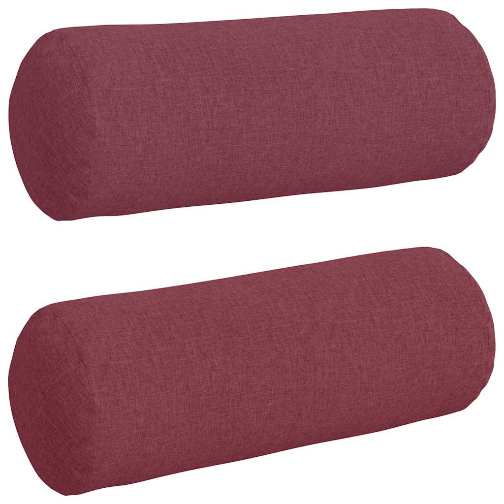 Bolster Pillows 2 pcs Wine Red Ø 25 x 70 cm Fabric