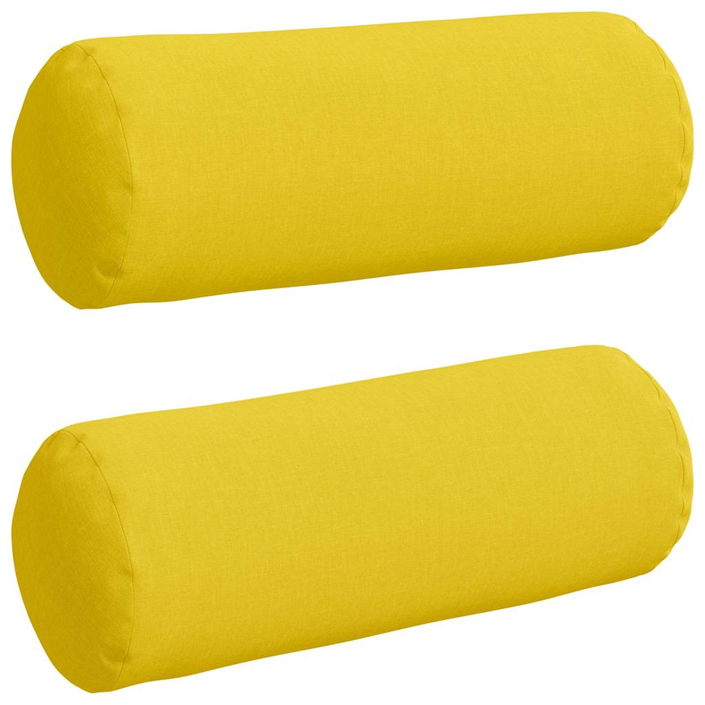 Bolster Pillows 2 pcs Light Yellow Ø 25 x 70 cm Fabric