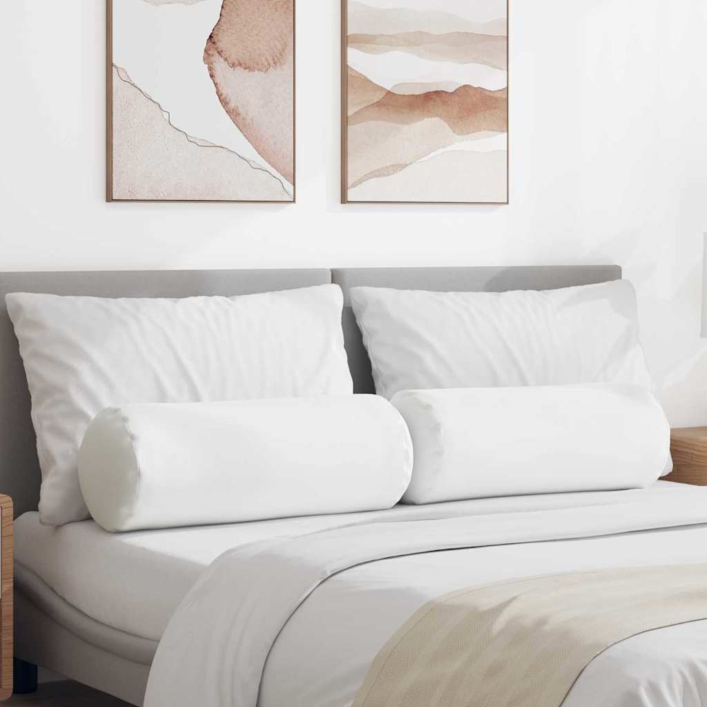 Bolster Pillows 2 pcs White Ø 25 x 70 cm Fabric