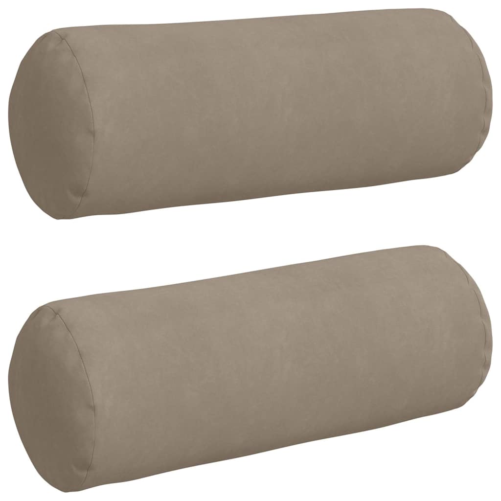 Bolster Pillows 2 pcs Taupe Ø 25 x 70 cm Microfibre Fabric