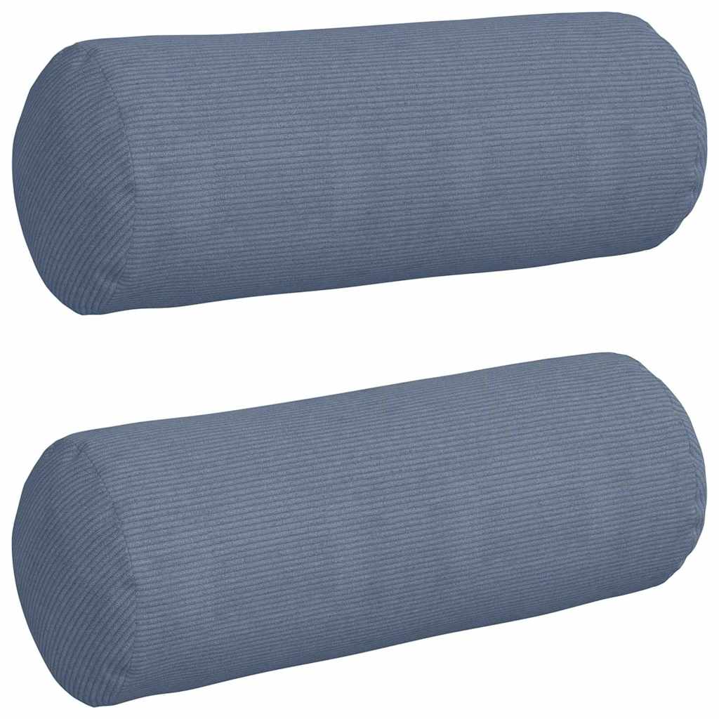 Bolster Pillows 2 pcs Blue Ø 25 x 70 cm Corduroy Fabric