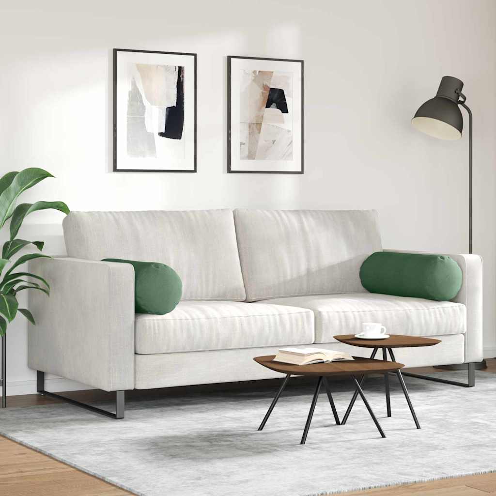 Bolster Pillows 2 pcs Dark Green Ø 25 x 70 cm Corduroy Fabric