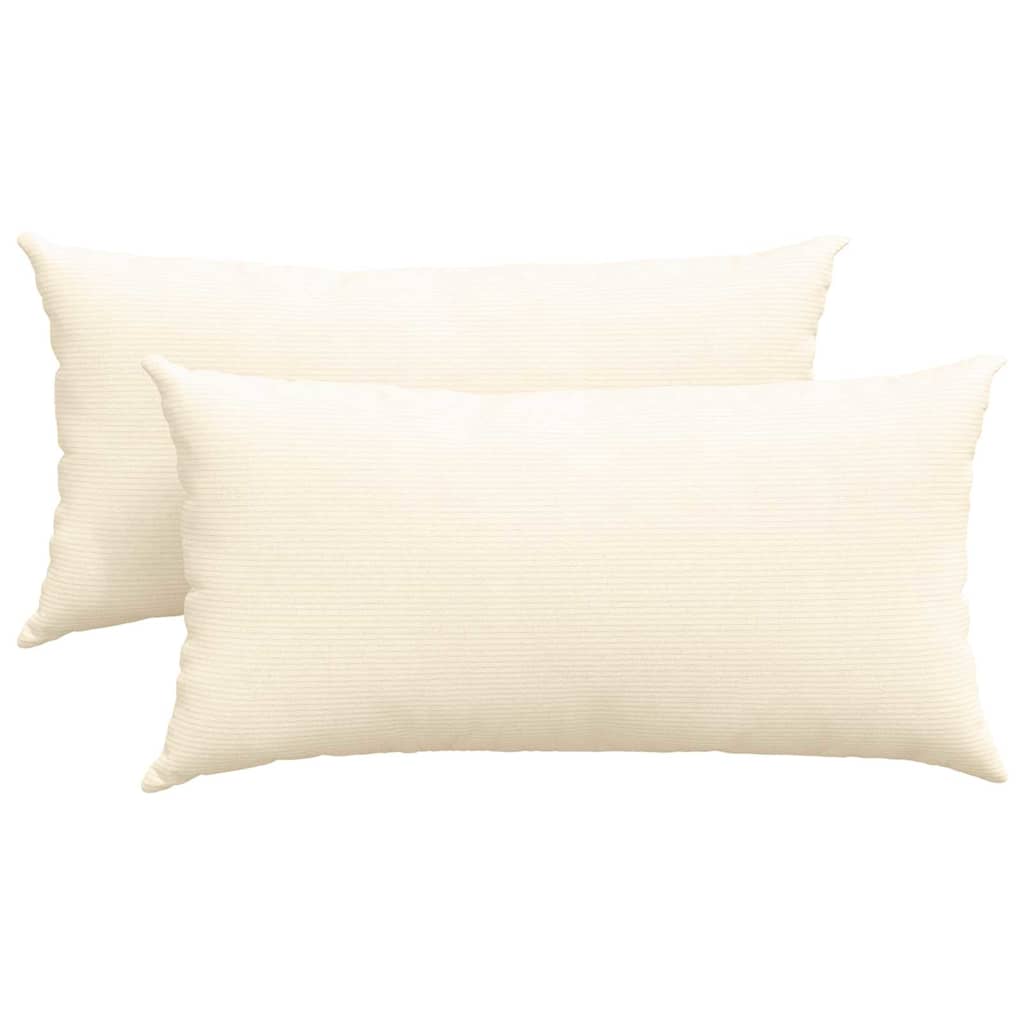 Sofa Pillows 2 pcs Cream 80 x 40 cm Corduroy Fabric