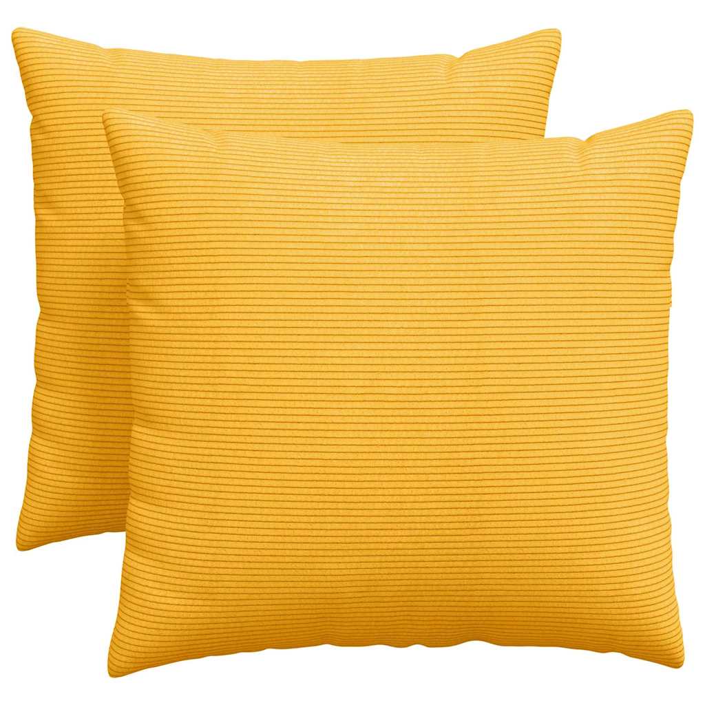 Sofa Pillows 2 pcs Light Yellow 50 x 50 cm Corduroy Fabric