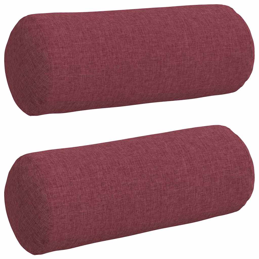 Bolster Pillows 2 pcs Wine Red Ø 15 x 40 cm Fabric