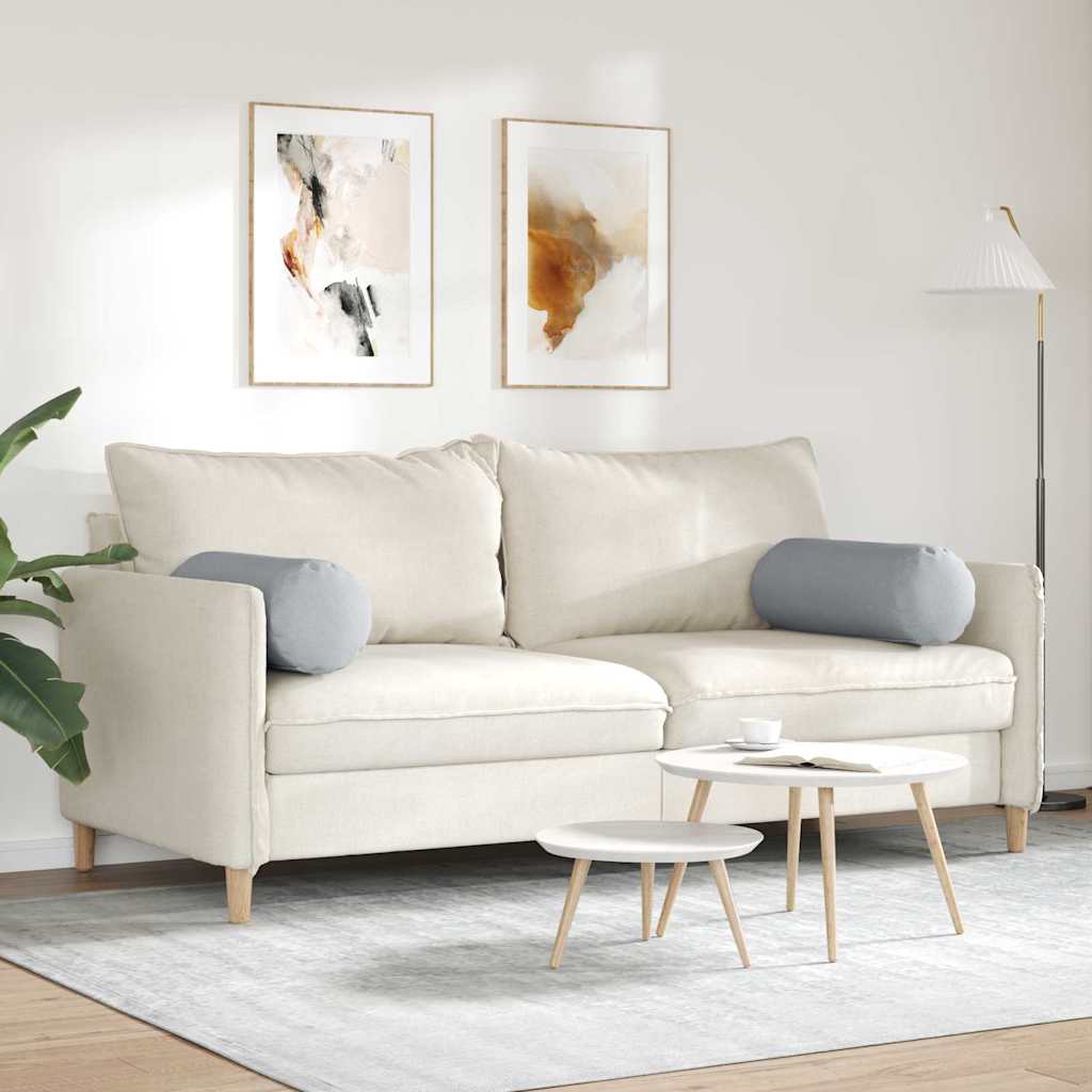 Bolster Pillows 2 pcs Light Grey Ø 25 x 70 cm Fabric