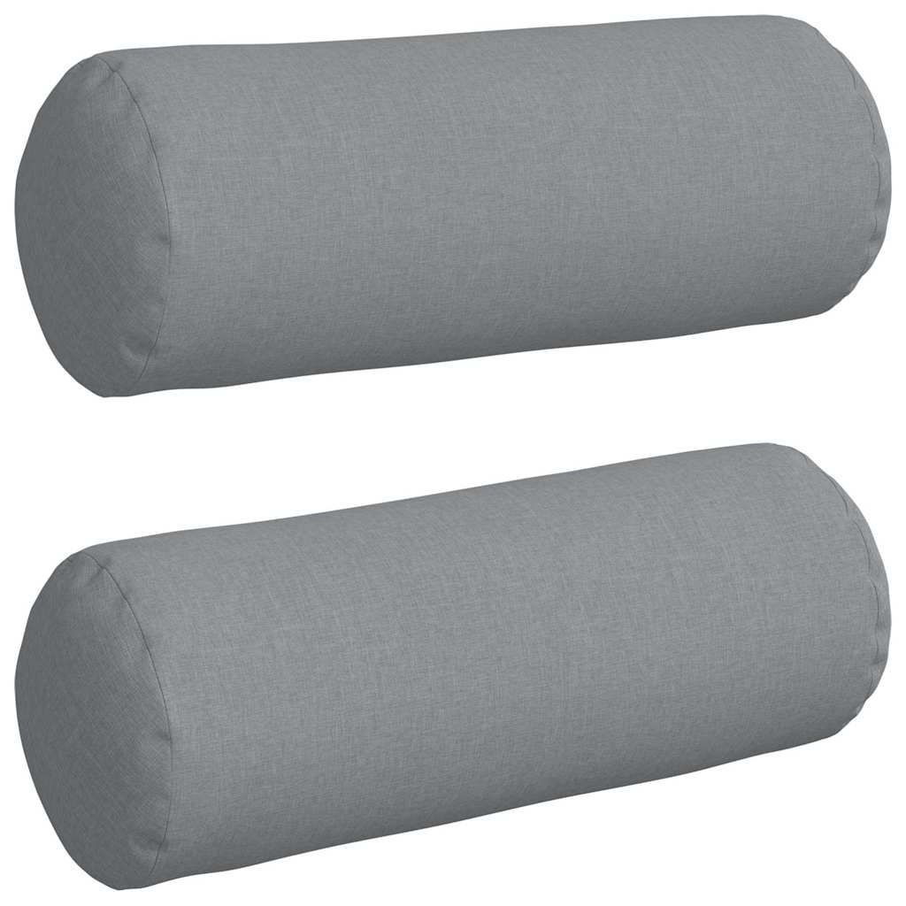 Bolster Pillows 2 pcs Light Grey Ø 25 x 70 cm Fabric