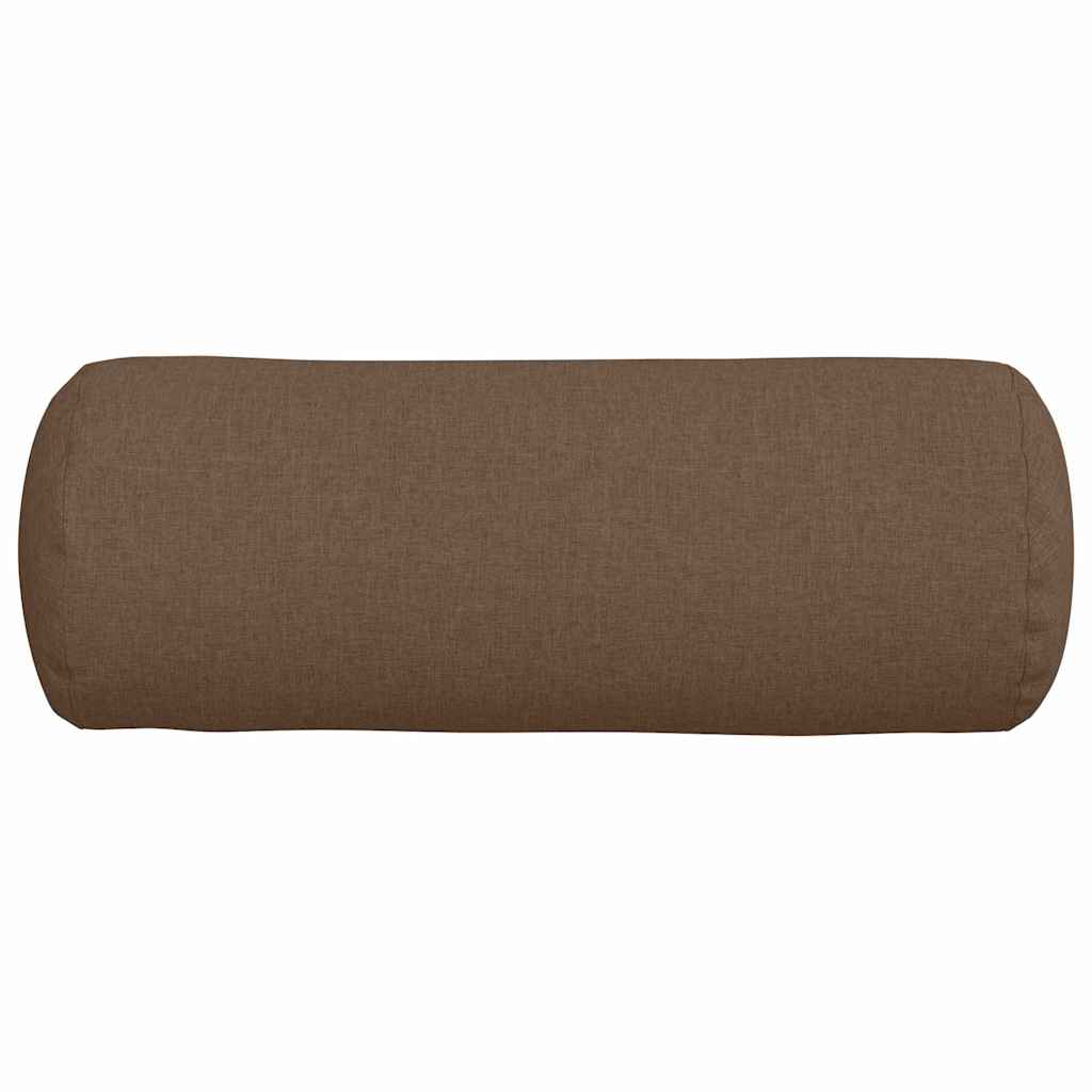 Bolster Pillows 2 pcs Brown Ø 25 x 70 cm Fabric