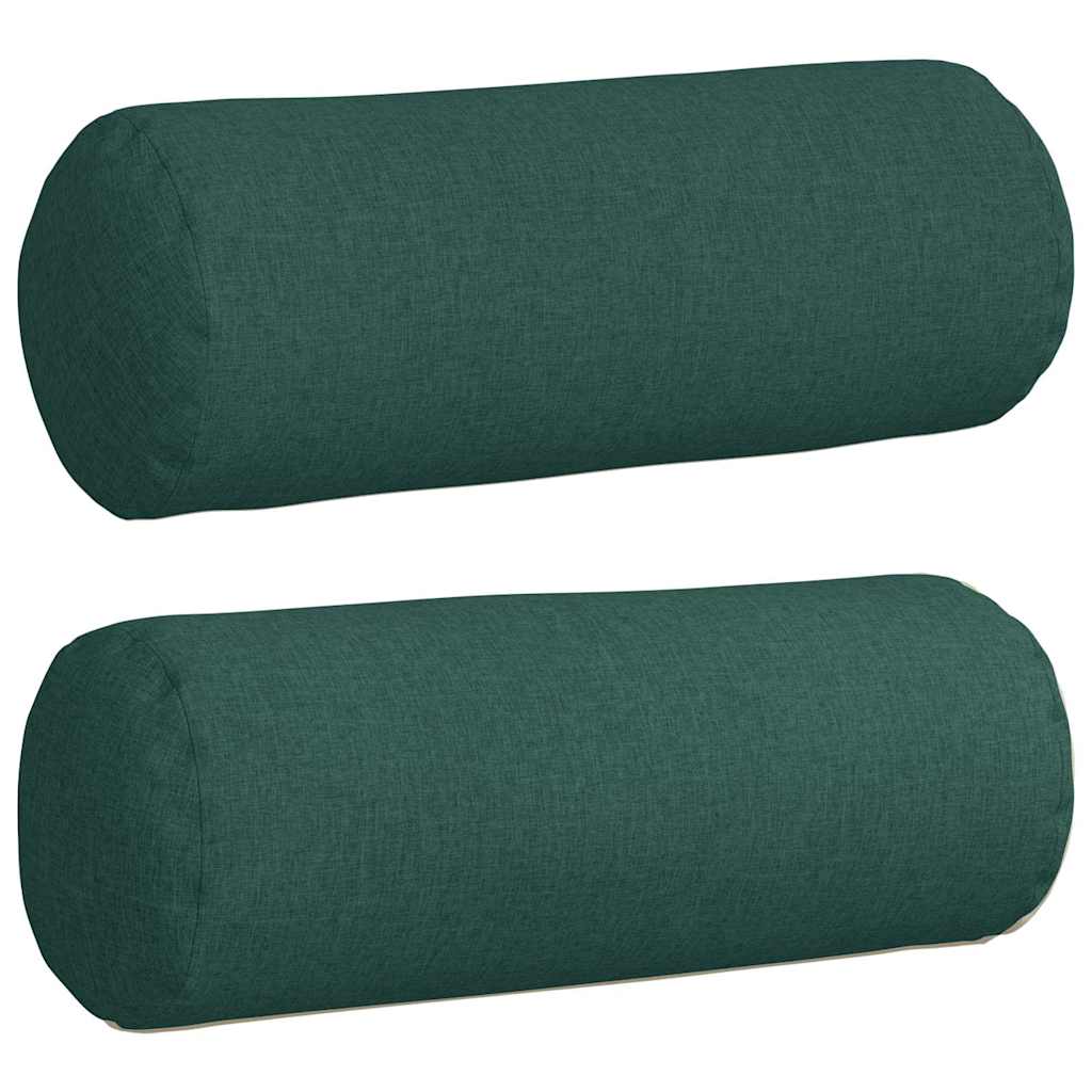Bolster Pillows 2 pcs Dark Green Ø 25 x 70 cm Fabric