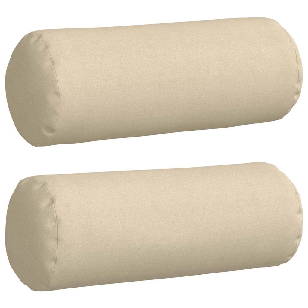 Bolster Pillows 2 pcs Cream Ø 25 x 70 cm Fabric