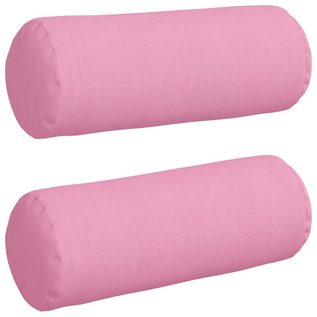 Bolster Pillows 2 pcs Pink Ø 25 x 70 cm Fabric
