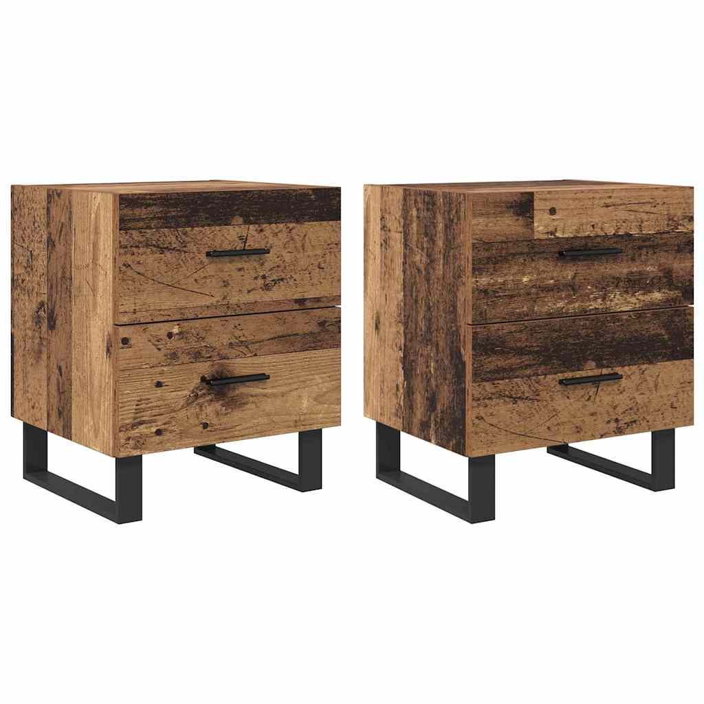 Bedside Cabinet with Drawer 2 pcs Old wood 40 x 35 x 47.5 cm