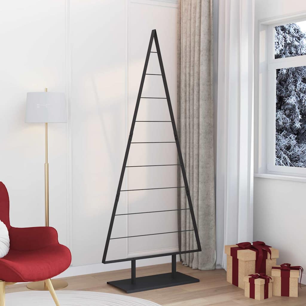 Metal Christmas Tree with Stand Black 210 cm Steel