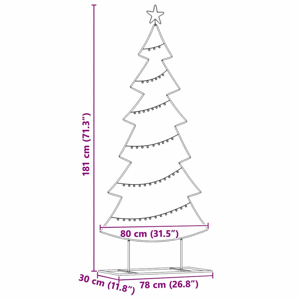 Metal Christmas Tree with Stand Black 180 cm Steel