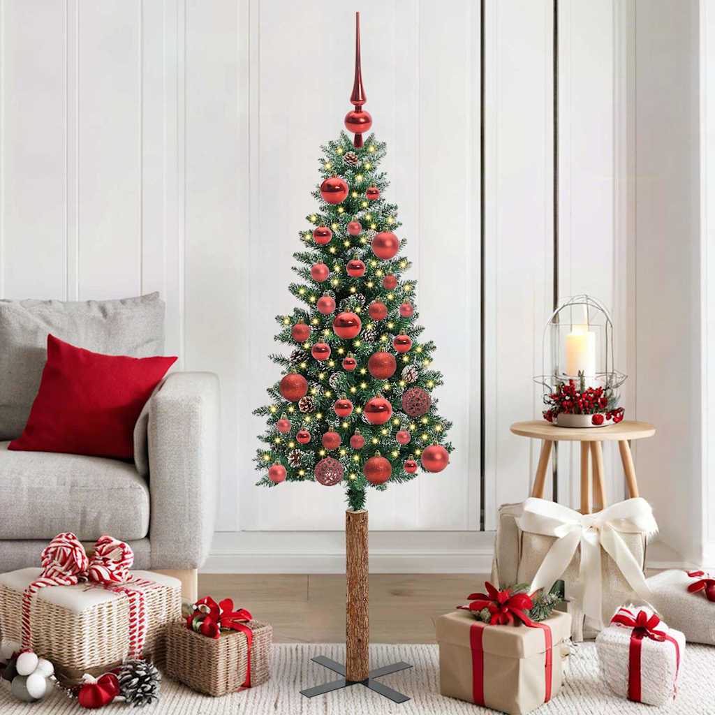 Slim Christmas Tree with 150 LEDs Green and White 150 cm