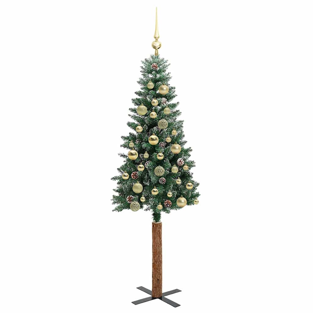 Slim Christmas Tree with 150 LEDs Green and White 150 cm