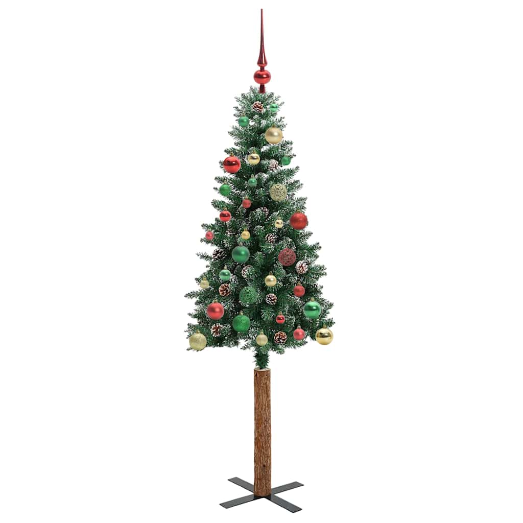 Slim Christmas Tree with 150 LEDs Green and White 150 cm