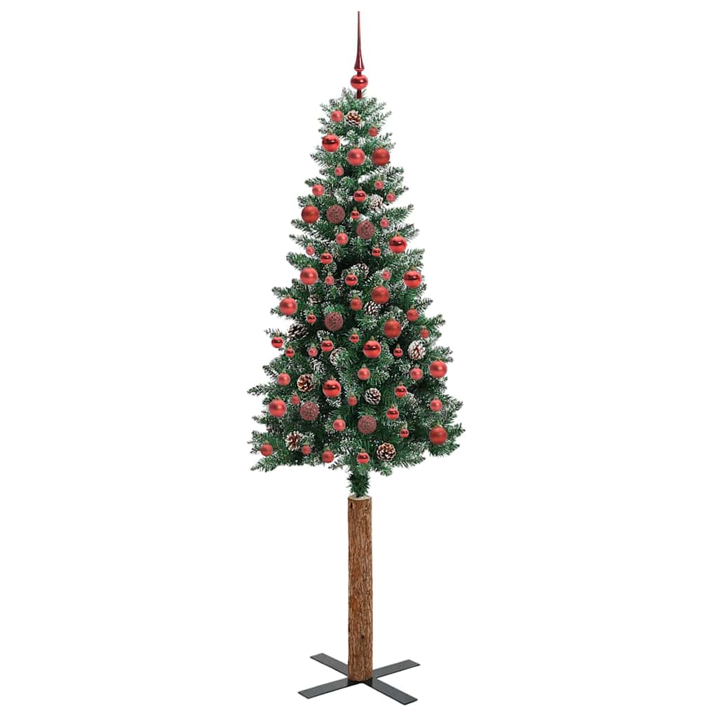 Slim Christmas Tree with 300 LEDs Green and White 180 cm